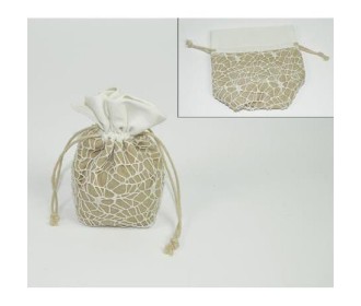 Πουγκί απο λινάτσα εκρού Υ14x12εκ