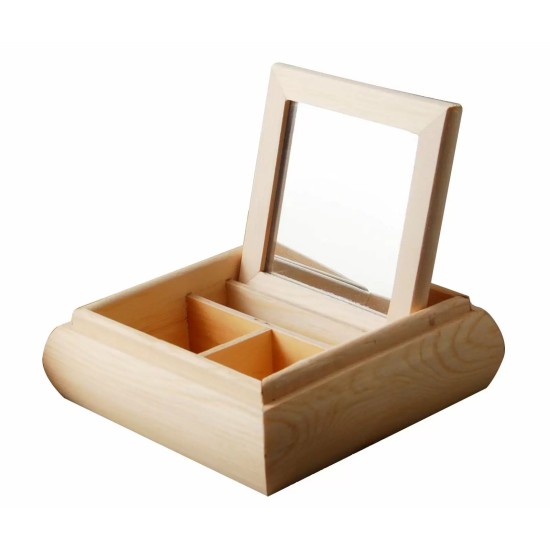 Ξύλινη μπιζουτιέρα με καθρέφτη 15x15x5cm Ξύλινη μπιζουτιέρα με καθρέφτη 15x15x5cm