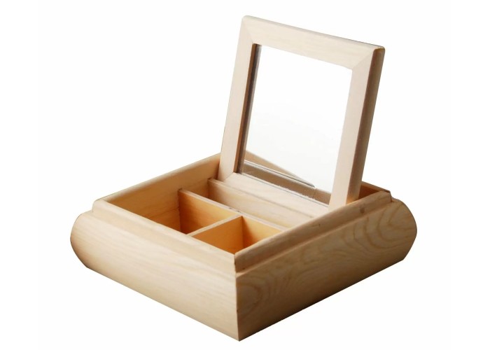Ξύλινη μπιζουτιέρα με καθρέφτη 15x15x5cm Ξύλινη μπιζουτιέρα με καθρέφτη 15x15x5cm