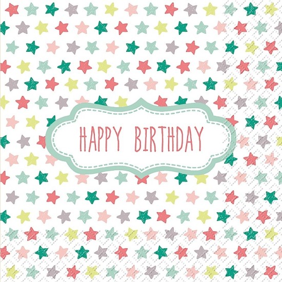 Χαρτοπετσέτα decoupage 33X33 Happy birthday Χαρτοπετσέτα decoupage 33X33 Happy birthday