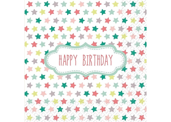 Χαρτοπετσέτα decoupage 33X33 Happy birthday Χαρτοπετσέτα decoupage 33X33 Happy birthday