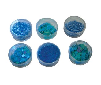 Χάντρες και πούλιες πλαστικές 6 σχέδια σε blister μπλε Χάντρες και πούλιες πλαστικές 6 σχέδια σε blister μπλε