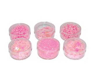 Χάντρες και πούλιες πλαστικές 6 σχέδια σε blister ροζ Χάντρες και πούλιες πλαστικές 6 σχέδια σε blister ροζ