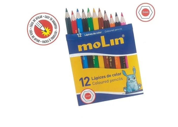 Molin ξυλομπογιές μισού μήκους 12χρώματα