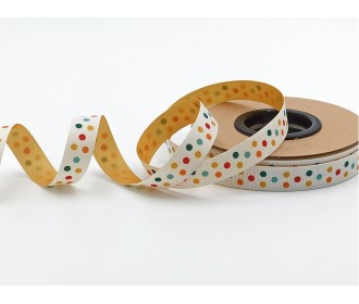 ΚΟΡΔΕΛΑ Νο5806D ΕΚΤΥΠΩΣΗ ΔΥΟ ΟΨΕΙΣ 15ΜΜ WHITE WITH YELLOW DOTS