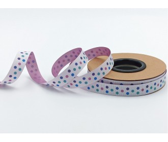 ΚΟΡΔΕΛΑ Νο5806D ΕΚΤΥΠΩΣΗ ΔΥΟ ΟΨΕΙΣ 15ΜΜ WHITE WITH LILAC DOTS