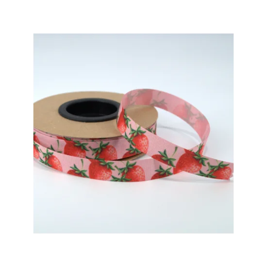 ΚΟΡΔΕΛΑ Νο5806D ΕΚΤΥΠΩΣΗ ΔΥΟ ΟΨΕΙΣ 15mm x 20m PINK L WITH STRAWBERRIES