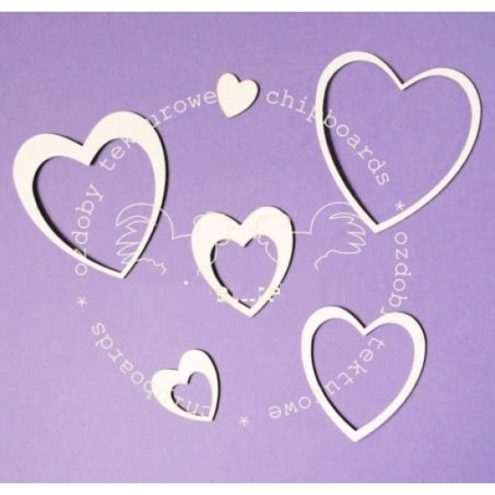 Chipboard καρδιές 6τεμ 3-7cm
