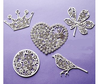 Στέμμα, πουλί, κύκλος, φύλλο, καρδιά 5τεμ Στέμμα, πουλί, κύκλος, φύλλο, καρδιά 5τεμ