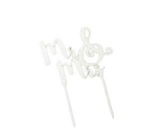Ξύλινο Cake Topper "Mr & Mrs"