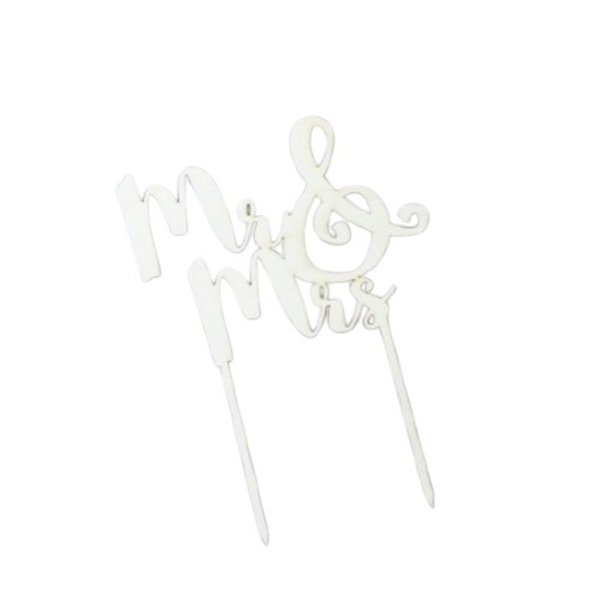 Ξύλινο Cake Topper "Mr & Mrs"