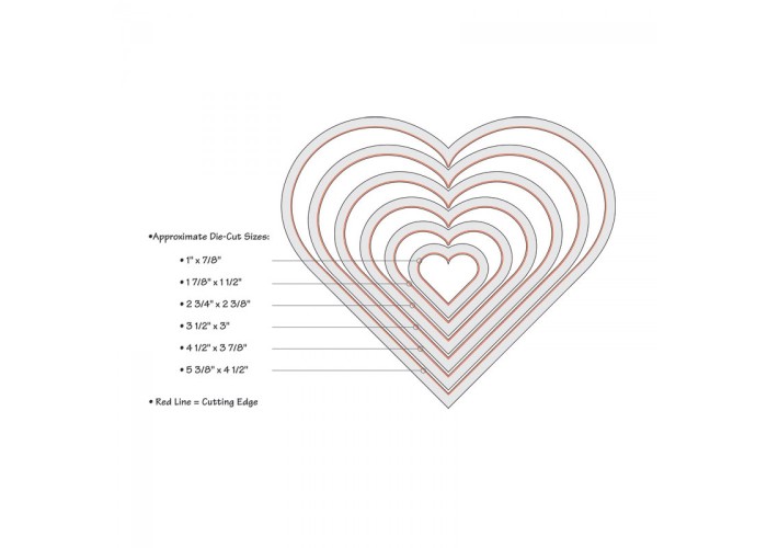 Sizzix Framelits Die Set - Hearts - 6τεμ Sizzix Framelits Die Set - Hearts - 6τεμ