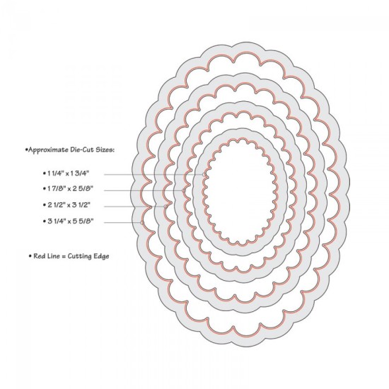 Sizzix Framelits Die Set - Ovals, Scallop - 4τεμ Sizzix Framelits Die Set - Ovals, Scallop - 4τεμ