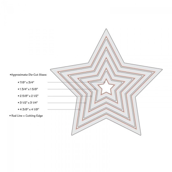 Sizzix Framelits Die Set - Stars - 5τεμ Sizzix Framelits Die Set - Stars - 5τεμ