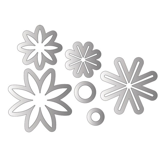 Framelits Die Set 6PK w/Stamps - Flowers, Star - Sizzix Framelits Die Set 6PK w/Stamps - Flowers, Star - Sizzix
