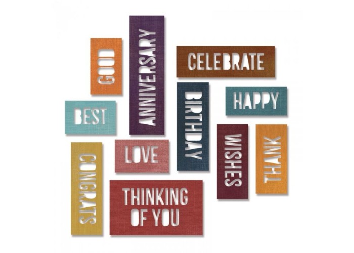 Thinlits Die Set 13τεμ Celebration Words- Sizzix