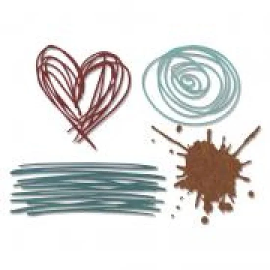 Die Set 4PK - Scribbles & Splat - Sizzix