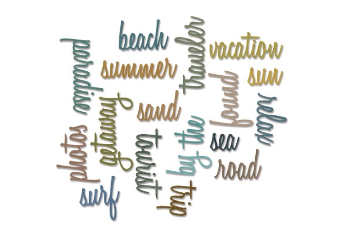 Thinlits Die Set 18τεμ Vacation Words: Script by Tim Holtz - Sizzix Thinlits Die Set 18τεμ Vacation Words: Script by Tim Holtz - Sizzix