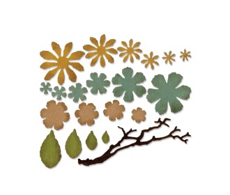 Sizzix Thinlits  - Small Tattered Florals 21τεμ Sizzix Thinlits  - Small Tattered Florals 21τεμ