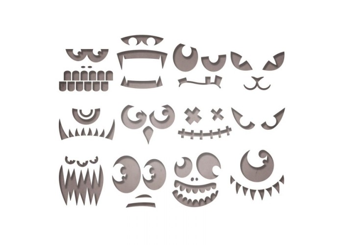 Sizzix Thinlits Die Set 12τεμ - Frightening Faces Sizzix Thinlits Die Set 12τεμ - Frightening Faces