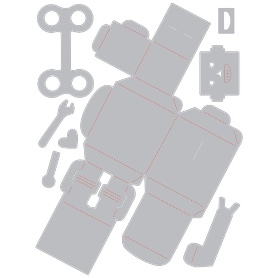 Sizzix Thinlits Die Set 8PK - 3-D Robot Sizzix Thinlits Die Set 8PK - 3-D Robot