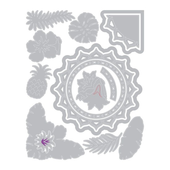 Sizzix Thinlits Die Set Tropical Elements 15τεμ Sizzix Thinlits Die Set Tropical Elements 15τεμ