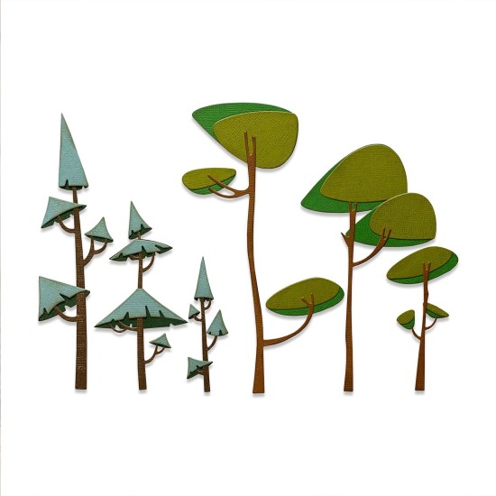 Sizzix Thinlits die set Funky trees