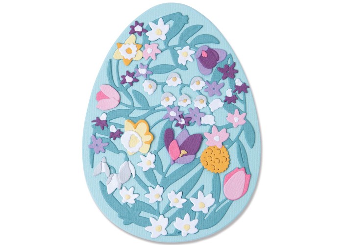 Sizzix Thinlits Die Set 15PK - Intricate Floral Easter Egg