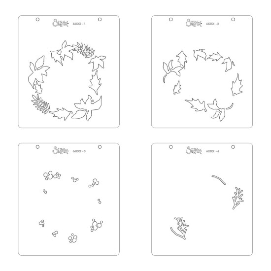 Sizzix Layered Stencils Holly Wreath 4pcs Sizzix Layered Stencils Holly Wreath 4pcs