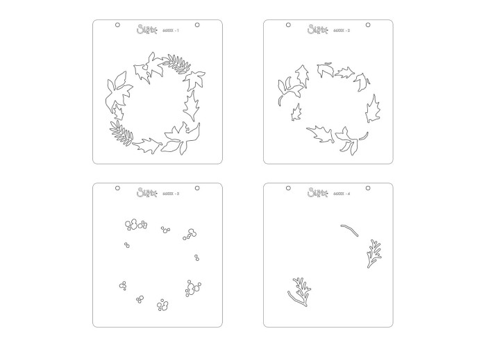 Sizzix Layered Stencils Holly Wreath 4pcs Sizzix Layered Stencils Holly Wreath 4pcs