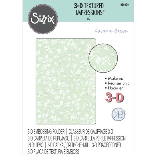 Sizzix 3D Textured Impressions Snowberry A5 Embossing Folder Sizzix 3D Textured Impressions Snowberry A5 Embossing Folder