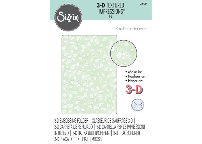 Sizzix 3D Textured Impressions Snowberry A5 Embossing Folder Sizzix 3D Textured Impressions Snowberry A5 Embossing Folder