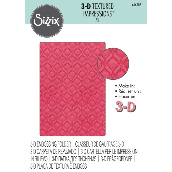 Sizzix Multi-Level Textured Impressions A5 Embossing Folder-Ornate Repeat Sizzix Multi-Level Textured Impressions A5 Embossing Folder-Ornate Repeat