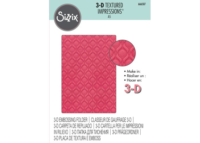 Sizzix Multi-Level Textured Impressions A5 Embossing Folder-Ornate Repeat Sizzix Multi-Level Textured Impressions A5 Embossing Folder-Ornate Repeat