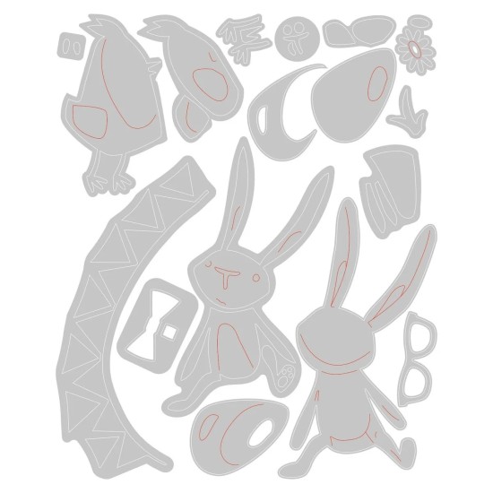 Sizzix • Tim Holtz Thinlits Die Set Vault Bunny & Chick 17pcs Sizzix • Tim Holtz Thinlits Die Set Vault Bunny & Chick 17pcs