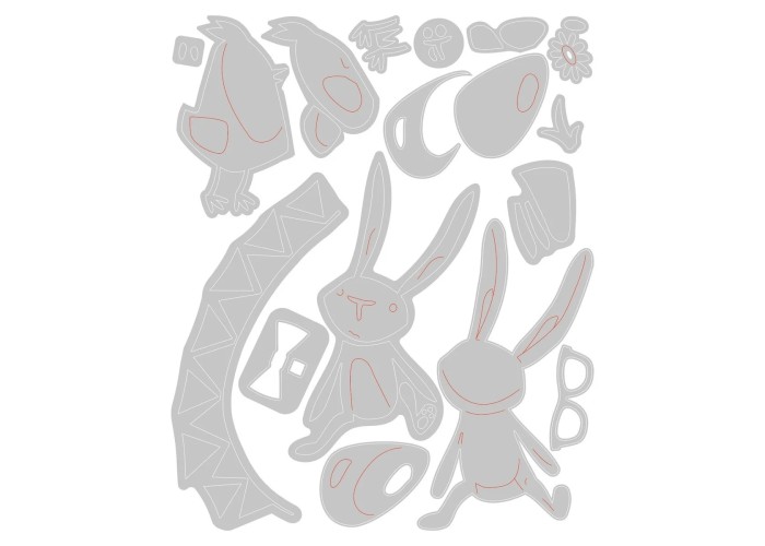 Sizzix • Tim Holtz Thinlits Die Set Vault Bunny & Chick 17pcs Sizzix • Tim Holtz Thinlits Die Set Vault Bunny & Chick 17pcs