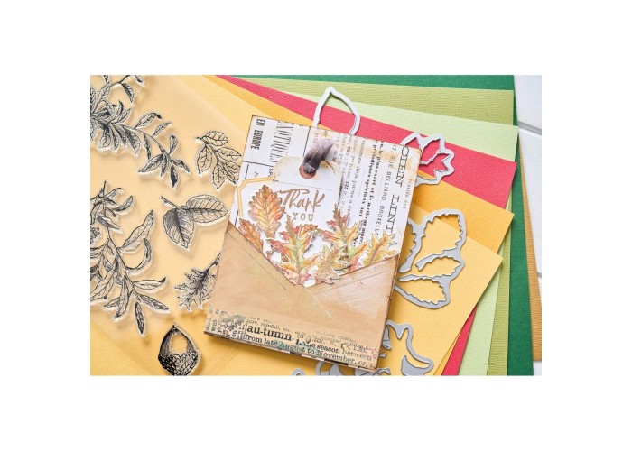 Sizzix • Clear Stamp Set A5 with Framelits Die Forever Leaves 16τεμ Sizzix • Clear Stamp Set A5 with Framelits Die Forever Leaves 16τεμ