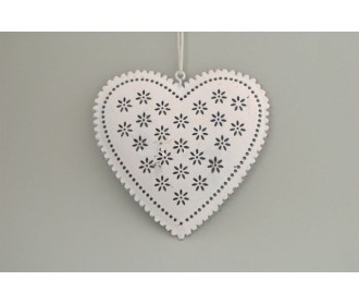 Καρδιά μεταλλική κρεμαστή λευκή 11cm x 11cm x 0,6cm Καρδιά μεταλλική κρεμαστή λευκή 11cm x 11cm x 0,6cm