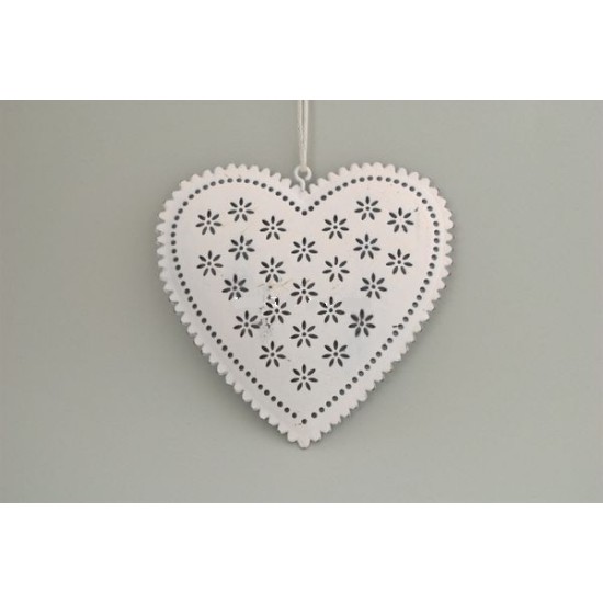 Καρδιά μεταλλική κρεμαστή λευκή 11cm x 11cm x 0,6cm Καρδιά μεταλλική κρεμαστή λευκή 11cm x 11cm x 0,6cm