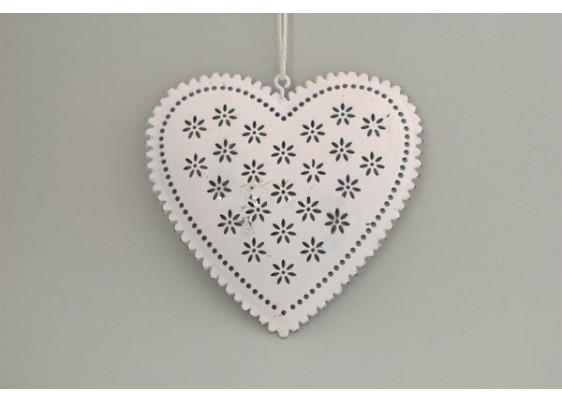 Καρδιά μεταλλική κρεμαστή λευκή 11cm x 11cm x 0,6cm Καρδιά μεταλλική κρεμαστή λευκή 11cm x 11cm x 0,6cm