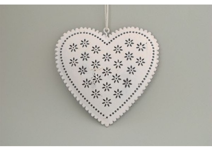 Καρδιά μεταλλική κρεμαστή λευκή 11cm x 11cm x 0,6cm Καρδιά μεταλλική κρεμαστή λευκή 11cm x 11cm x 0,6cm