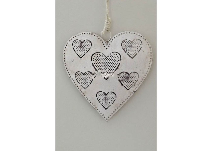 ΚΑΡΔΙΑ ΜΕΤΑΛΛΙΚΗ ΜΕ ΣΧΕΔΙΟ ΚΑΡΔΙΕΣ 14X14CM IVORY