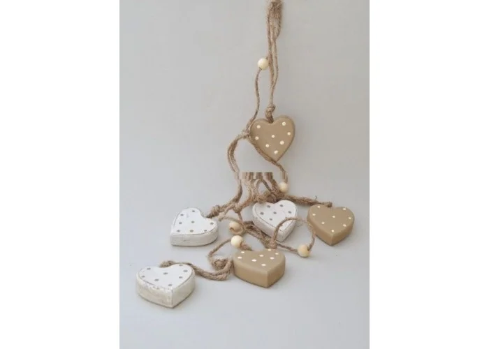 ΚΑΡΔΙΕΣ (6) ΞΥΛΙΝΕΣ ΓΙΡΛΑΝΤΑ ΠΕΡΛ 0,05X1,1M  BEIGE-IVORY