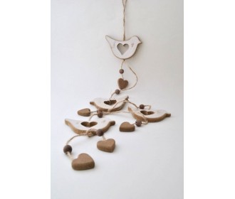 ΠΟΥΛΑΚΙΑ ΞΥΛΙΝΗ ΓΙΡΛΑΡΝΤΑ ΜΙΚΡΕΣ ΚΑΡΔΙΕΣ 90X9,5CM BEIGE