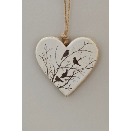 ΚΑΡΔΙΑ ΞΥΛΙΝΗ ΕΚΤΥΠ 10X10CM BIRDΣ IVORY