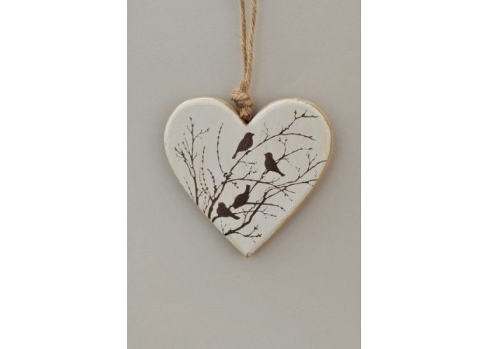 ΚΑΡΔΙΑ ΞΥΛΙΝΗ ΕΚΤΥΠ 10X10CM BIRDΣ IVORY