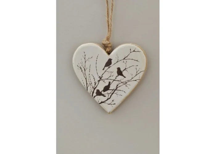 ΚΑΡΔΙΑ ΞΥΛΙΝΗ ΕΚΤΥΠ 10X10CM BIRDΣ IVORY