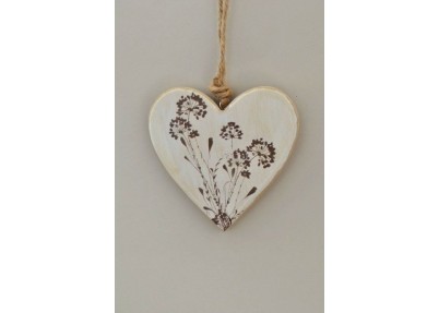 ΚΑΡΔΙΑ ΞΥΛΙΝΗ ΕΚΤΥΠ 10X10CM FLOWERS IVORY