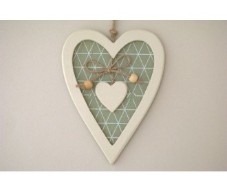 ΚΑΡΔΙΑ ΔΙΠΛΗ ΞΥΛΙΝΗ ΚΡΕΜΑΣΤΗ 17X12,5CM GREEN PAST