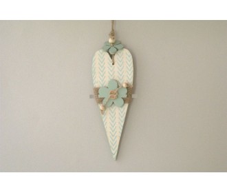 ΚΑΡΔΙΑ ΞΥΛΙΝΗ ΚΡΕΜΑΣΤΗ ΜΕ ΛΟΥΛΟΥΔΙ & ΚΟΥΜΠΙ 17X6,5CM IVORY